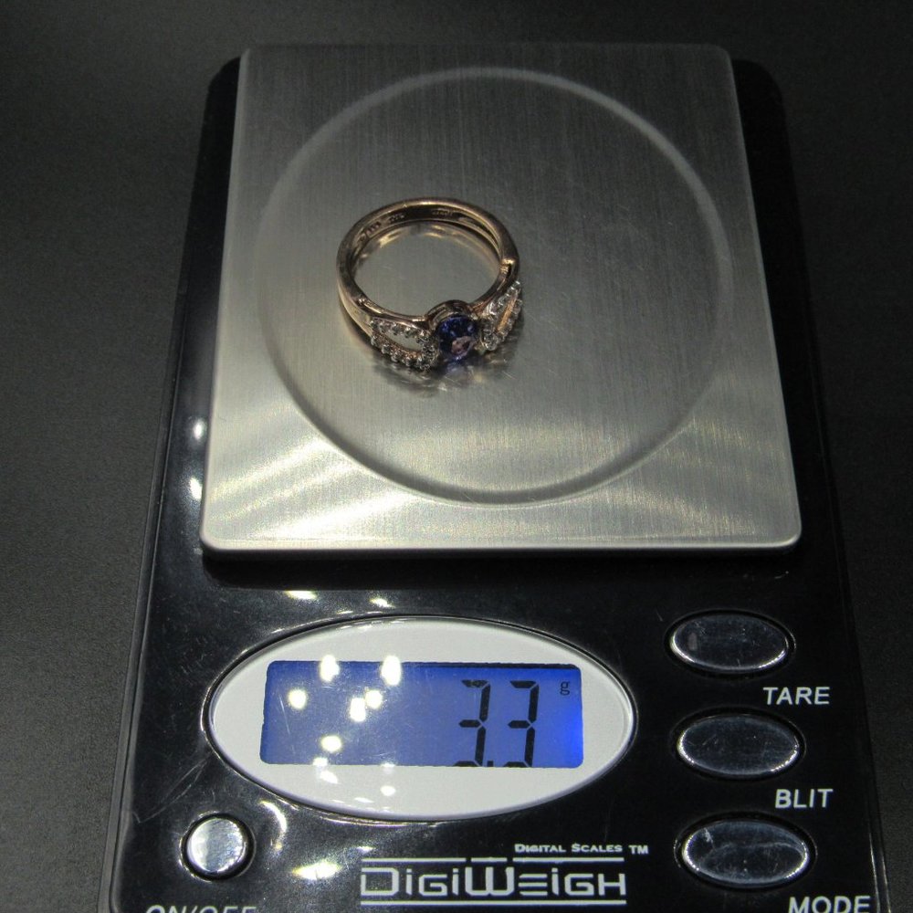 Size 8 Sterling Tanzanite & White Topaz Gem Ring - Picture 8 of 8